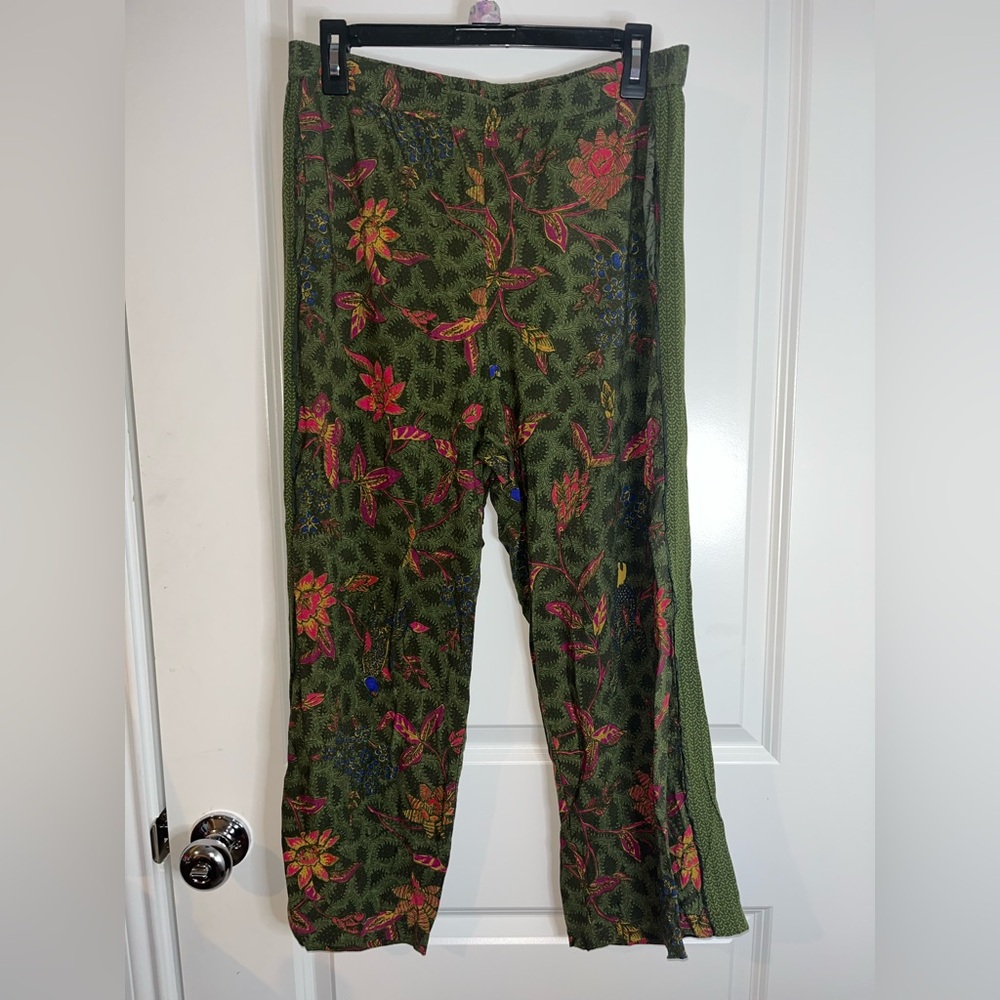 Anthropologie ett:twa Pants Womens Medium Green Schuyler Floral Crop Boho Hippie